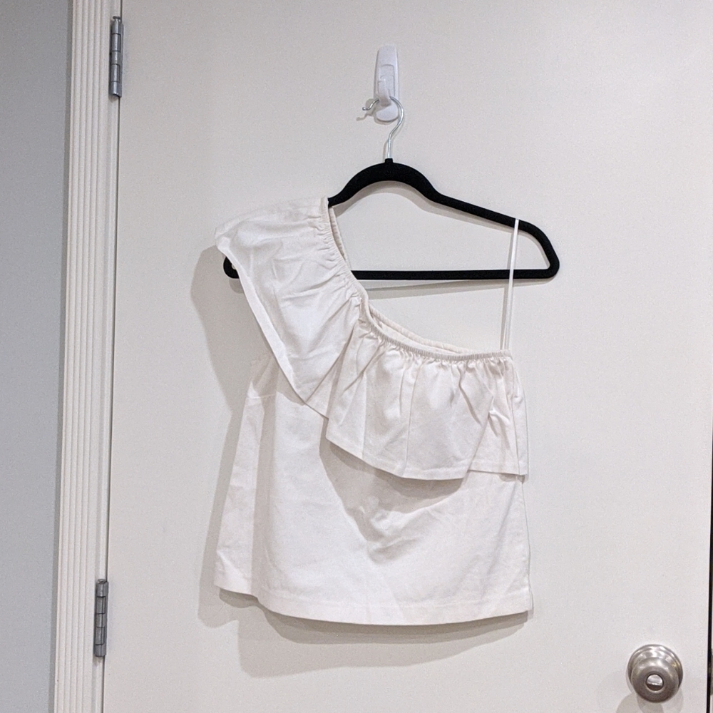 J. Crew Flutter One Shoulder Top - Small - White